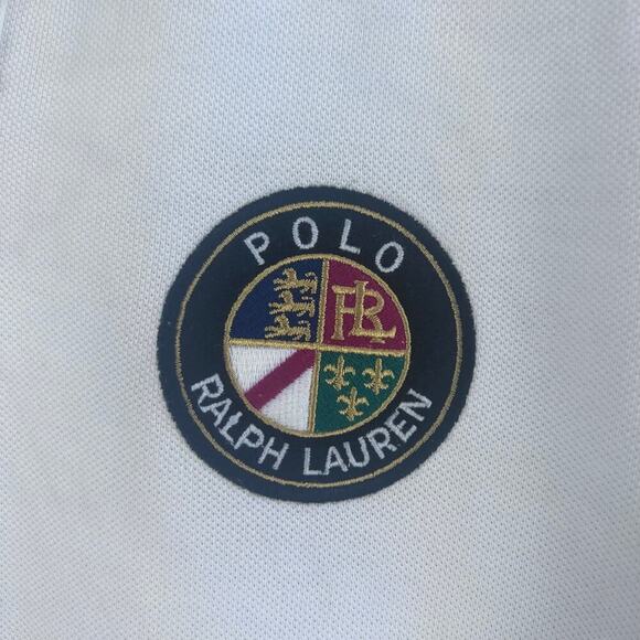 Polo Ralph Lauren White Custom Fit Men's Polo Embroidery Patch Red Blue Size S - Picture 3 of 9